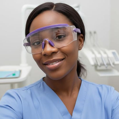 UKNOW Safety Goggles Over Glasses, Anti Fog Safety Glasses with Clear Wraparound Lens, ANSI Z87.1 Protective Eyewear - color: Lavender