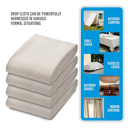 Canvas Drop Cloth - Durable Protection for Painting and Home Projects (4/5-PACK-2) - color: Beige, size: 4/5-PACK-2