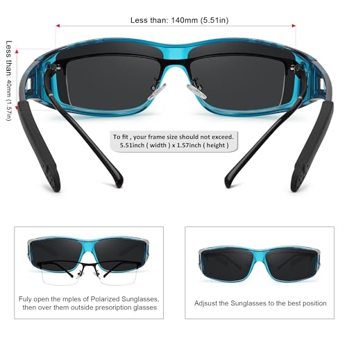 MEETSUN Fit Over Glasses Sunglasses for Men Women,Wrap Around Sunglasses Polarized UV400 Protection - color: (Z1)-clear Blue-gray Lens