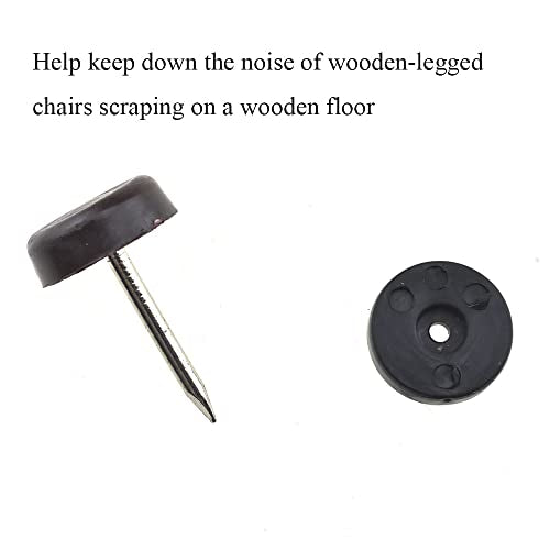 20pcs Nail on Furniture Glides 0.71 Inch (18mm) Diameter Double Thick Nylon Brown Chair Leg Floor Protectors Furniture Sliders Pads Table Foot Gliders for Hardwood Carpet and Tile Floors - size: 0.71 Inch (18mm)-Brown-20P