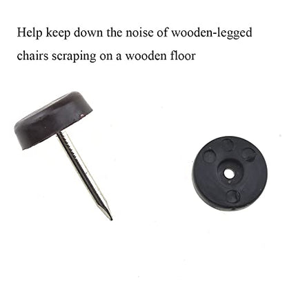 20pcs Nail on Furniture Glides 0.71 Inch (18mm) Diameter Double Thick Nylon Brown Chair Leg Floor Protectors Furniture Sliders Pads Table Foot Gliders for Hardwood Carpet and Tile Floors - size: 0.71 Inch (18mm)-Brown-20P