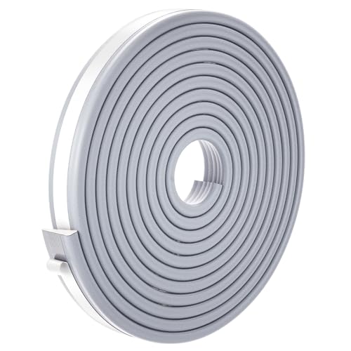 QDiShi 196" Wedge-Shape Weather Stripping Door Seal Weatherproof Foam Seals Self Adhesive Insulation Anti-Collision Strip Soundproofing Frame Insulation Tape Fits 0.13-0.31" Gaps(Grey) - color: Gray