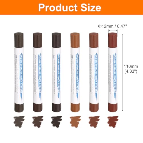 HARFINGTON Wood Filler Sticks 6 Colors Wooden Wax Touch Up Furniture Repair Crayons for Light Walnut, Walnut Straight Grain, Golden Sandalwood, Light, Dark Walnut, Dark Teak - color: Elegant Walnut Series