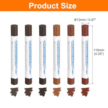HARFINGTON Wood Filler Sticks 6 Colors Wooden Wax Touch Up Furniture Repair Crayons for Light Walnut, Walnut Straight Grain, Golden Sandalwood, Light, Dark Walnut, Dark Teak - color: Elegant Walnut Series