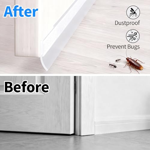 TBWHL Shower Door Bottom Seal Strip Silicone Rubber Sealing Sticker 16 Feet Translucent for Glass Sliding Doors/Shower Enclosures, Self-Adhesive Dust/Noise Proof Weatherstrip (35mm)