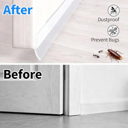 TBWHL Shower Door Bottom Seal Strip Silicone Rubber Sealing Sticker 16 Feet Translucent for Glass Sliding Doors/Shower Enclosures, Self-Adhesive Dust/Noise Proof Weatherstrip (35mm)