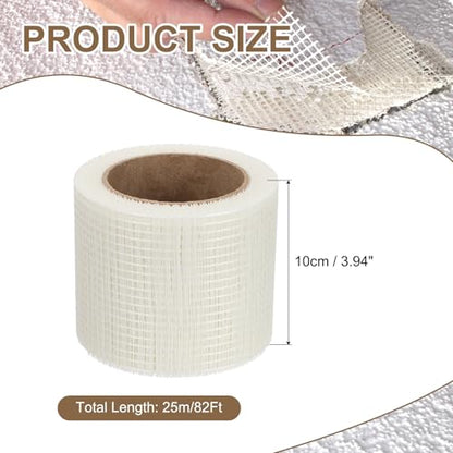 PATIKIL Drywall Repair Mesh Tape, 4 inch x 82 ft Fiberglass Repair Patch Self-Adhesive Dry Wall Joint Tape 6 Mesh Wall Hole Crack and Seam Patch, White - size: 4 inch x 82 Feet