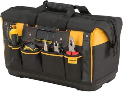 STANLEY FATMAX Open Mouth Rigid Tool Bag with Storage Compartment, Multi-Pockets Storage Organiser, 20 Inch, FMST1-71180, Black