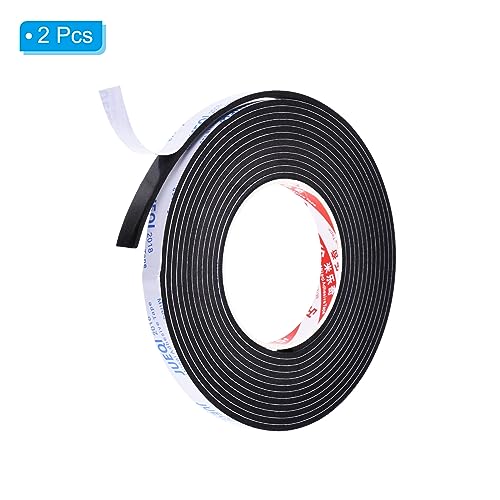 PATIKIL 5m/16.4ft Sealing Foam Tape, 2 Rolls 12mm Wide 3mm Thick Single Sided Weather Stripping Door Seal Strip for Window Door Insulation, Black - size: 5mx12mmx3mm