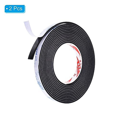 PATIKIL 5m/16.4ft Sealing Foam Tape, 2 Rolls 12mm Wide 3mm Thick Single Sided Weather Stripping Door Seal Strip for Window Door Insulation, Black - size: 5mx12mmx3mm