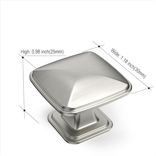 Amerdeco 10 Pack 1-1/4inch Shiny Brushed Satin Nickel Cupboard Drawer Knobs Kitchen Cabinet Knobs Single Hole Cabinet Handles K0003BSN - color: Brushed Satin Nickel, size: 10 Pack