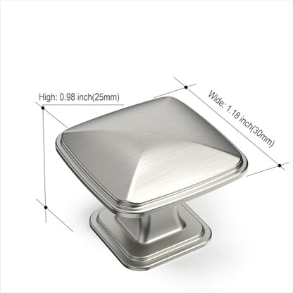 Amerdeco 10 Pack 1-1/4inch Shiny Brushed Satin Nickel Cupboard Drawer Knobs Kitchen Cabinet Knobs Single Hole Cabinet Handles K0003BSN - color: Brushed Satin Nickel, size: 10 Pack