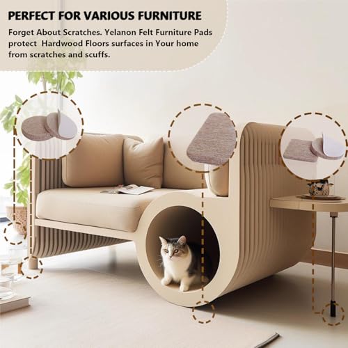 Yelanon Felt Furniture Pads for Hardwood Floors -36 Pcs 2" Premium Floor Protectors for Furniture, Felt Pads for Chair Legs, Beige - size: 36 pcs 2" Square Beige