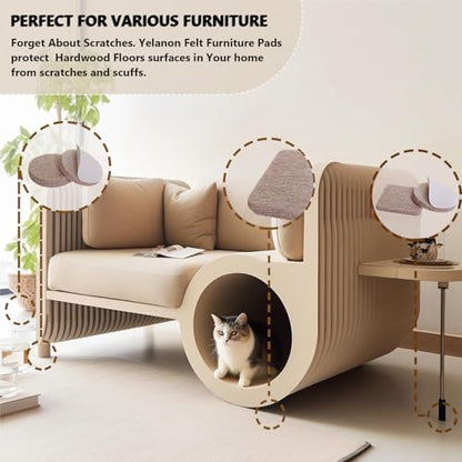 Yelanon Felt Furniture Pads -48 Pcs 1.5" Premium Felt Pads for Chair Legs Furniture, Floor Protectors for Hardwood Floors, Beige - size: 48 pcs Square Beige
