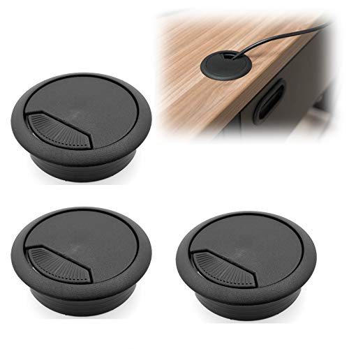 Modket M4327-51-BK-3 PC Computer Cord Cable Wires Organizer Hole Cover 2" Black Plastic Desk Grommet - 3 Pack - color: Black