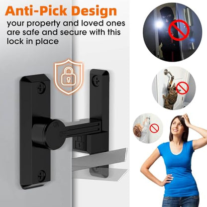 Barn Door Latch, 90/180 Degree Latch, Protect Privacy - Zinc Sliding Latches, Door Security Hardware for Bathrooms, Garages, Bedrooms, Fences, Cabinets (Black-2) - color: Black-2