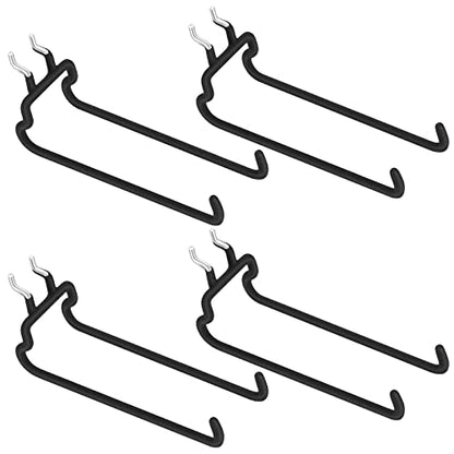 Hotop 4 Pieces Pegboard Hooks Pegboard Drill Holder Peg Board Hooks for Hanging Black Flat Utility Hook Peg Board Organization Accessory for Workbench, Garage Craft Storage(7.48 x 2.8 x 3.66 Inch) - size: 7.48 X 2.8 X 3.66 Inch