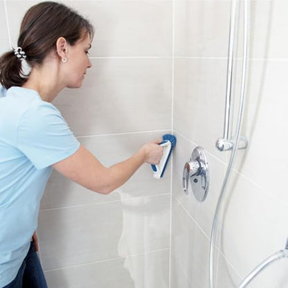Unger 2-in-1 Grout and Corner Scrubber Brush Tool, Crevice Bathroom Cleaning Supplies for Showers, Door Tracks, Tile, and Bathtubs, Household 360-Degree Scrubbing Power - style: 2-in-1 Grout & Corner Scrubber