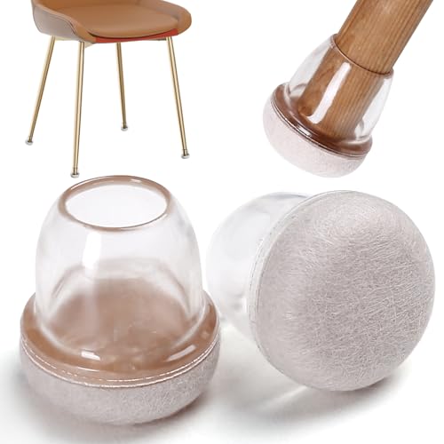 24PCS Clear Chair Leg Floor Protectors, Round Felt Furniture Pads for Hardwood Floors, Silicone Chair Leg Caps, Chair Feet Covers to Protect Floor from Scratches & Noise(Fit: 0.55"-0.75") - size: Clear-S(Fit: 0.55"-0.75")
