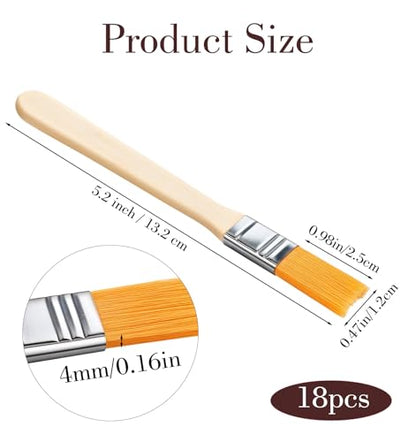 18 Pcs Small Wall Paint Brush, Small Paint Brushes for Touch Up with Wooden Handle & Soft Bristle for Painting Walls, Touch Up, Cabinets, Fences, Edge Painting