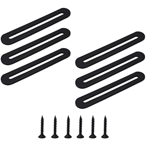 6PCS 110mm/4.33” Adjustable Flat Mending Plate with Slot, Black Stainless Steel Straight Brace Brackets, Flat Fixing Support for Wood Furniture DIY Repair Connector with Screws - size: 110mm/4.33”