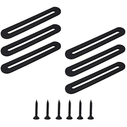 6PCS 110mm/4.33” Adjustable Flat Mending Plate with Slot, Black Stainless Steel Straight Brace Brackets, Flat Fixing Support for Wood Furniture DIY Repair Connector with Screws - size: 110mm/4.33”
