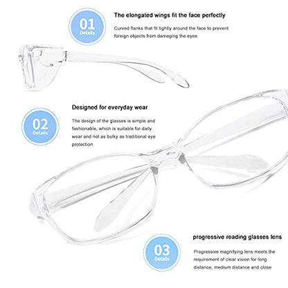 Dollger Safety Glasses with Readers 1.5 2.0 1.0 Progressive Multifocus Anti Fog and Blue Light Blocking Reading Glasses - color: Clear, size: 2.5x