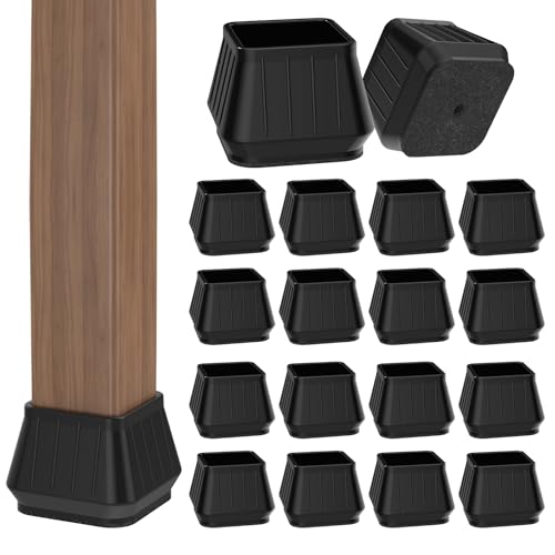 24PCS Square Chair Leg Floor Protectors for Hardwood Floors, Thicken Rubber Chair Leg Cap Covers, Non Slip Furniture Leg Pads to Protect Wood Tile Floors from Scratches and Reduce Noise - color: Black, size: Square L(Fit:1.18''-1.57'')
