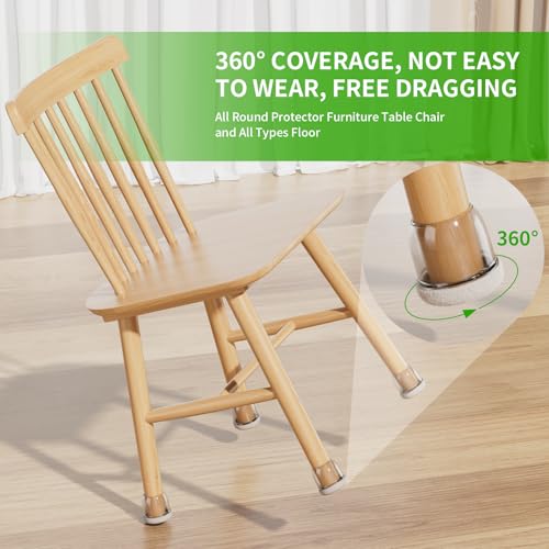 24 Pcs Chair Leg Protectors for Hardwood Floors, Silicone Felt Furniture Leg Cover Pad for Protecting Floors from Scratches and Noise, Smooth Moving for Chair Feet, Round(Clear, Fit:1.1"-1.4") - size: Clear-L(Fit: 1.1"-1.4")