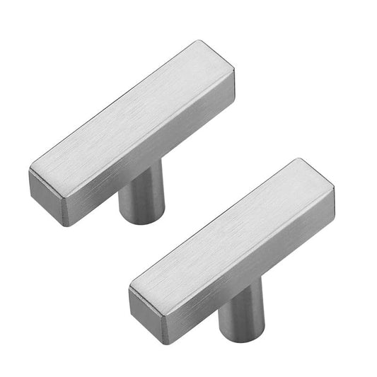 3 Pack Silver Cabinet Knobs - Sqaure Bar Cabinet Pulls Brushed Nickel Knobs for Kitchen Drawer Stainless Steel Dresser Pulls for Kitchen Hardware 2in Length Single Hole - color: Brushed Nickel, size: 3 Pack, style: Sqaure Bar