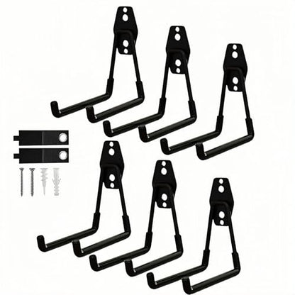 6 Pack Garage Hooks Heavy Duty with Anti-Slip Coating, Steel Utility Ladder Hooks for Hanging Garden Tools, Hoses, Ropes, Bikes and More (5.3in) - size: 5.3in