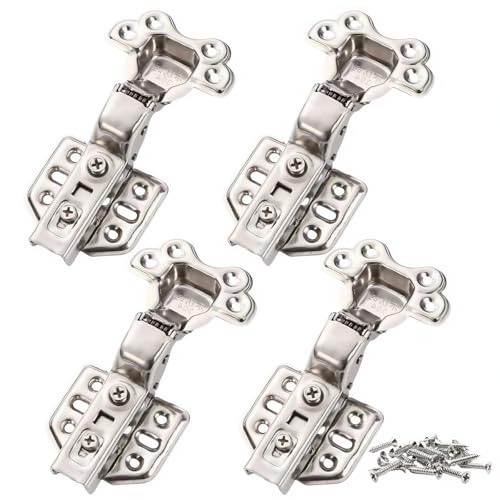 Inset Cabinet Hinges, 304 Stainless Steel 4 Pack Soft Close Hidden Hinge Set, Quick-Release, Cooper Core Hydraulic Cylinder, Concealed Self Closing Hinges for Cabinets Cupboard Door - color: Inset | Quick Release