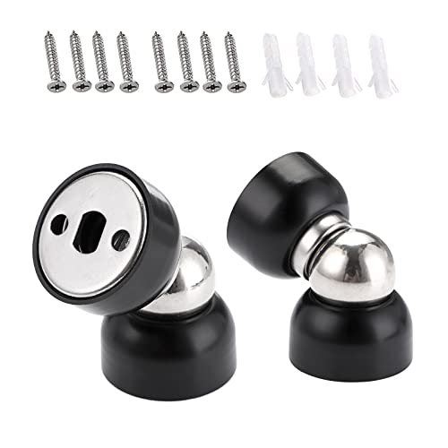 Sumnacon 2Pcs Powerful Magnetic Door Stoppers - Stainless Steel Mini Doorstops with Screws, Heavy Duty Magnetism Doorstops for Bedroom Bathroom Kitchen Home Office, Black - color: Black