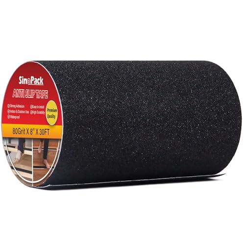 Anti Slip Tape Black 8Inch x 30FT Non Slip Ramp for Outdoor Non Skid Tape, Best Grip Non Slip Strips Tape High Traction Friction Abrasive Adhesive for Stairs Step - color: Black, size: 8IN X 30FT