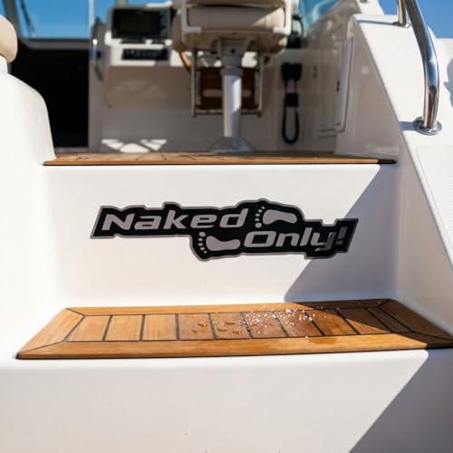 Naked Feet Only 4" x 14" Decal Non-Slip EVA Foam Decal for Boat Gunwales & Ladders, 6mm Brushed Marine Grade Anti-Skid Adhesive Pads SeaDek Technology - Black/Gray - color: Black Over Dark Gray, size: Decal