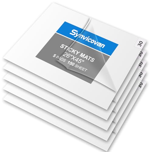 26" x 45" White Sticky Mat Tacky Pads Adhesive Floor Mat (5 Packs,150 Sheets,30 Sheets/Pack for Cleanroom Laboratory Hospital Construction Pets Home Indoor Gymnasium and Workshop - color: White