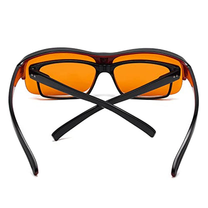 Eyekepper 100% Anti-Blue Light Blocking Fitover Glasses Wear Over Computer Glasses With Amber Lens - color: 1801-black Red-100% Blue Light Blocking