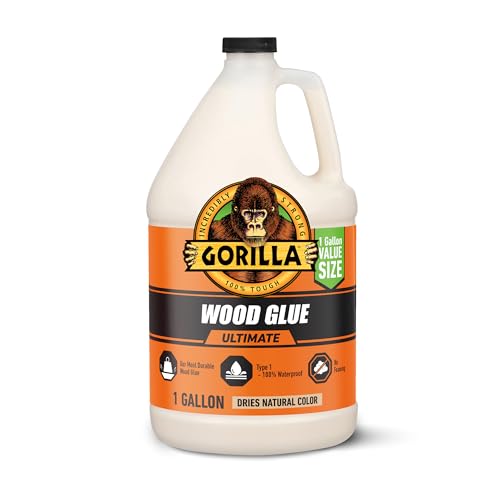 Gorilla Wood Glue Ultimate, Waterproof High‑Strength Wood Glue, Natural Dry Finish, 1 Gallon - size: 1 Gallon (1 Pack)