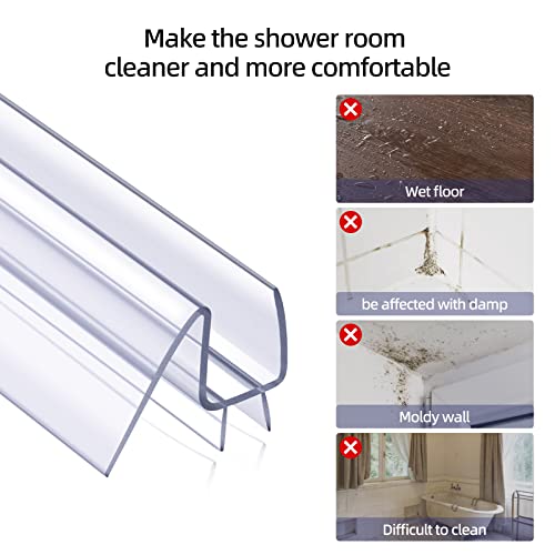 POZIA Shower Door Bottom Seal Frameless Glass Shower Door Seal Strip Clear Vinyl Durable Stop Shower Leaks and Create a Water Barrier Ultra Clear (1PACK-1/4in) - style: 1PACK-1/4in