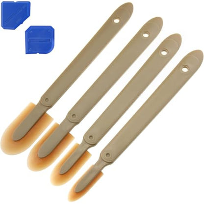 6pcs Caulking Tool Reusable Sealant Spatula Spreader 2 Sizes Silicone Caulk Finishing Set Tool Multifunctional Caulking Remover/Smoothing Tool Applicator for Tiles Brick Kitchen Bathroom