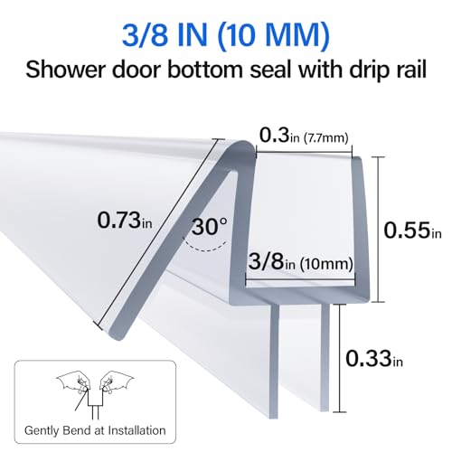 Yecaye 3 Pack 3/8" x 39" Shower Door Bottom Seal,Shower Door Sweep,Frameless Glass Seal Strip,Stop Leaks and Create a Water Barrier, Water Guard 10MM - style: Bottom-3/8"x39"