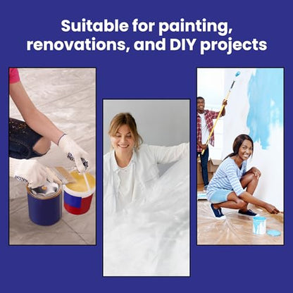 VICMORE Clear Plastic Drop Cloth 9 x 12 Ft, 1 Mil Plastic Sheeting for Painting, Floor & Furniture Cover, Waterproof Dust Barrier, Light-Duty Disposable Cover for DIY & Renovation - size: 9FT x 12FT, 1 PACK, MEDIUM-DUTY