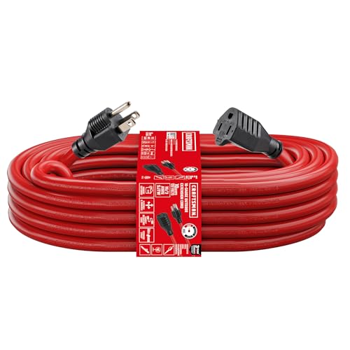 CRAFTSMAN 100 Ft. Indoor/Outdoor Extension Cord 16/3 SJTW, Waterproof Flexible Power Cable with 3-Prong Plug, 10A/1250W/125V, Heavy-Duty Contractor Cord, ETL Certified - size: 100 ft