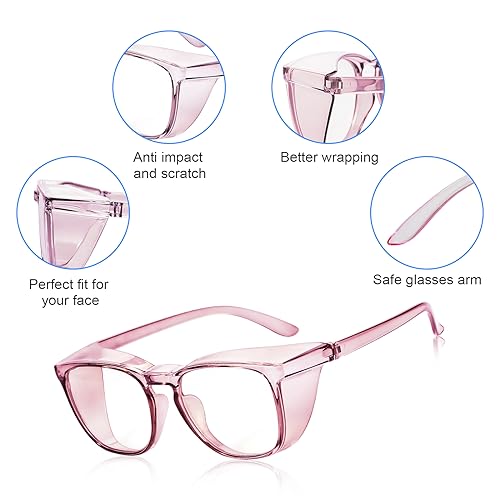 Stylish Safety Glasses Goggles for Women Girls Anti-fog Glasses Protective Eyewear Clear Glasses - color: Blue +Pink