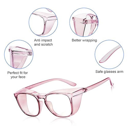 Stylish Safety Glasses Goggles for Women Girls Anti-fog Glasses Protective Eyewear Clear Glasses - color: Blue +Pink