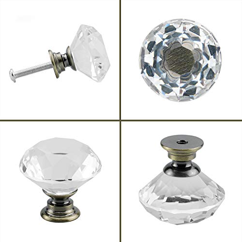 YourGift 12 Pack Drawer Knobs Diamond Shaped Crystal Glass 30mm Cabinet Knobs Pull Handles (Bronze) - color: Bronze, size: 30 mm, 12 Pack