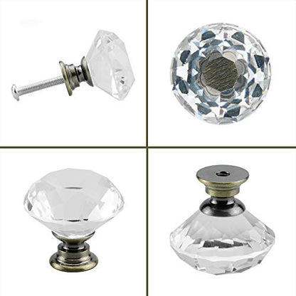 YourGift 12 Pack Drawer Knobs Diamond Shaped Crystal Glass 30mm Cabinet Knobs Pull Handles (Bronze) - color: Bronze, size: 30 mm, 12 Pack