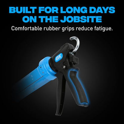OX Pro 29 oz Caulking Gun - Heavy Duty Dual Thrust (24:1 or 12:1) Manual Caulk Gun for Large 29 oz Cartridges - Best Professional Caulking Tool for Sealant & Adhesive - size: 29 oz - Dual Thrust Switch
