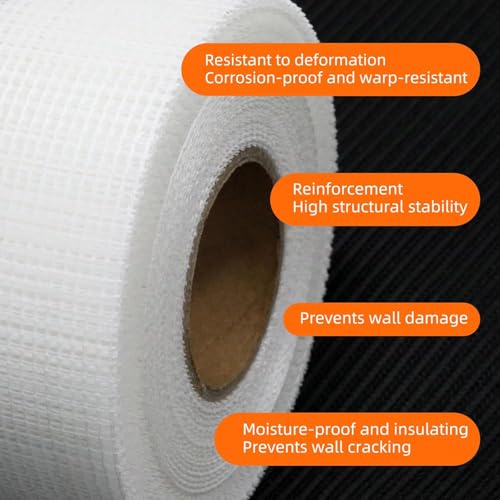 QILIMA Drywall Joint Tape 2 Inch x 148 Feet- Heavy-Duty Self-Adhesive Fiberglass Mesh Tape for Drywall Repair, Joint Taping, Crack Fixing(6 Rolls) - size: 2Inch x 148 Feet