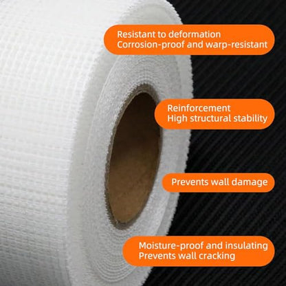 QILIMA Drywall Joint Tape 2 Inch x 148 Feet- Heavy-Duty Self-Adhesive Fiberglass Mesh Tape for Drywall Repair, Joint Taping, Crack Fixing(6 Rolls) - size: 2Inch x 148 Feet